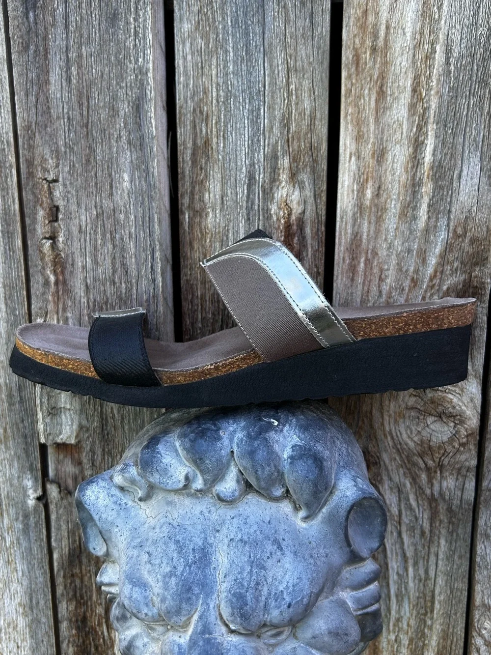 Naot Frankie Slide Sandal Leather Black Silver 37 - Picture 10 of 13